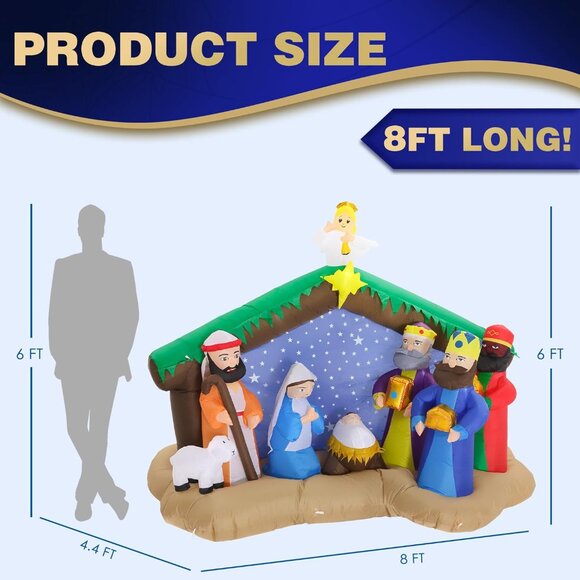 🆕8 FT Christmas Inflatables Nativity 1 Sets Blow Up Yard Outdoor Decorations - Picture 5 of 10